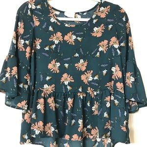 Floral blouse with bell sleeve